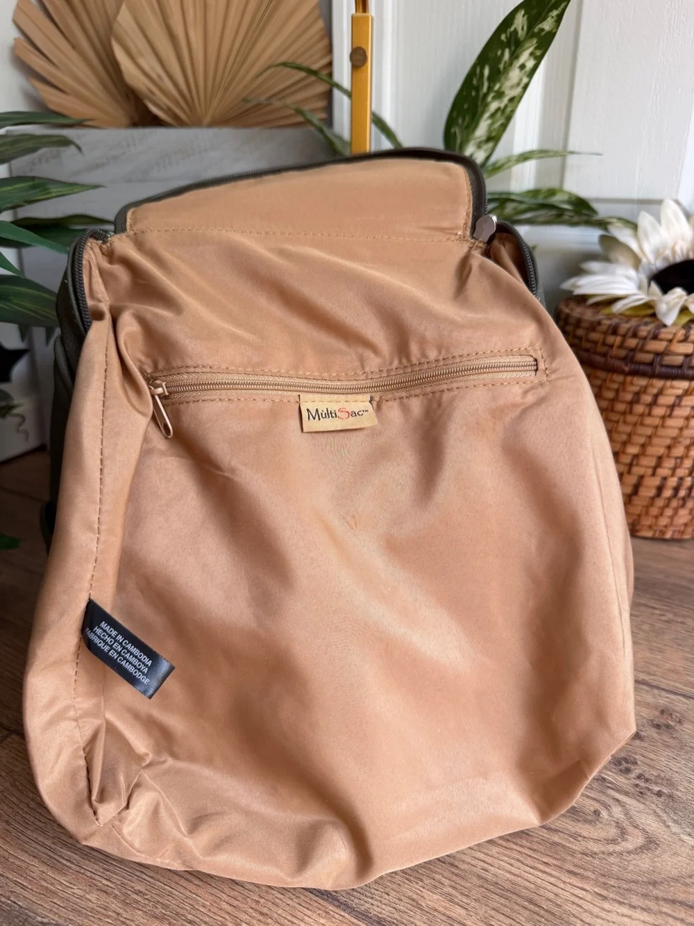 MultiSac Olive Green Pebbled VL Backpack Purse Travel Bag – Graduation Gift - Picture 6 of 11